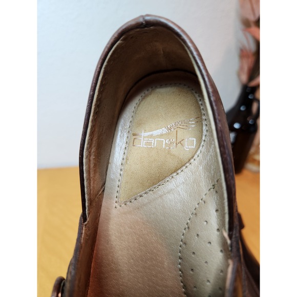 Dansko Brown Leather Comfort Clogs Slip On Nursing Work Shoes Size 37 (US 6.5-7) - Picture 6 of 9